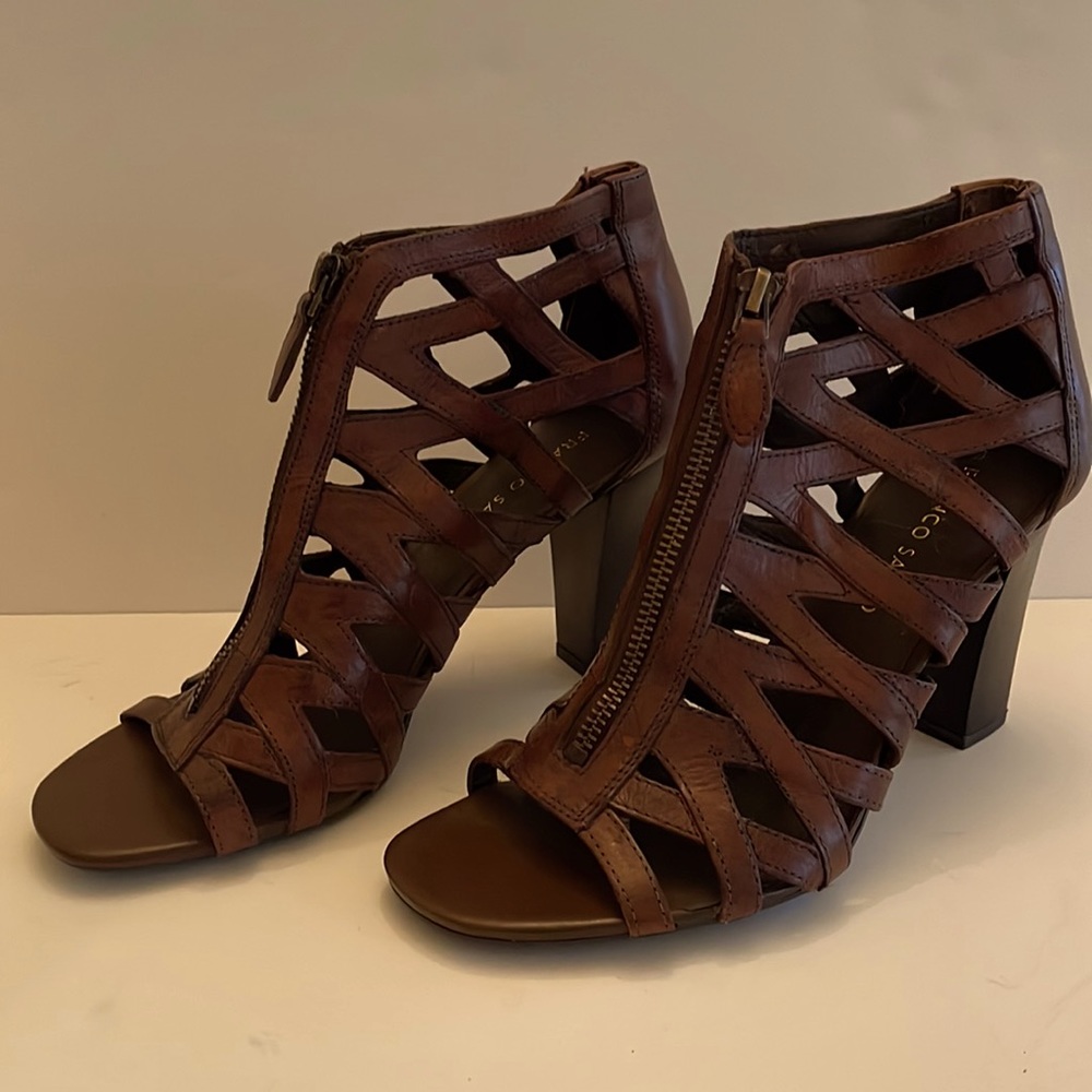 Leather caged heel